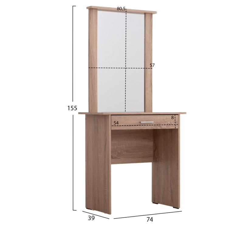 ΤΟΥΑΛΕΤΑ ΜΕ ΚΑΘΡΕΠΤΗ & ΣΚΑΜΠΟ CRYSTEL HM9938.11 ΜΕΛΑΜΙΝΗ SONAMA OAK 74x39x155Υεκ.