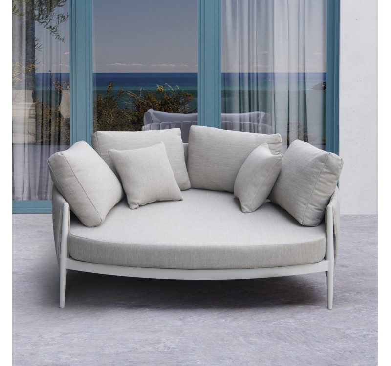 DAYBED 2ΘΕΣΙΟ MAVERICK HM6216.02 ΑΛΟΥΜΙΝΙΟ ΚΡΕΜ-ΜΠΕΖ OLEFIN & STRAPS 164x144x70Υ