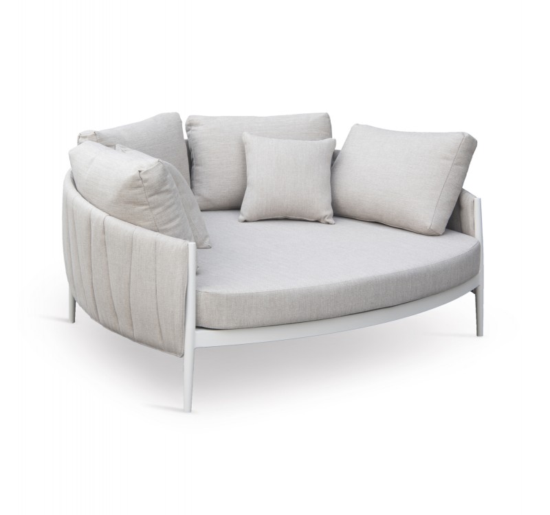 DAYBED 2ΘΕΣΙΟ MAVERICK HM6216.02 ΑΛΟΥΜΙΝΙΟ ΚΡΕΜ-ΜΠΕΖ OLEFIN & STRAPS 164x144x70Υ