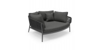 DAYBED 2ΘΕΣΙΟ ΣΕΙΡΑ CAMELLIA HM6217.01 ΣΚΟΥΡΟ ΓΚΡΙ ΑΛΟΥΜΙΝΙΟ-P.E.ΣΧΟΙΝΙ-OLEFIN 164x144x70Υεκ.