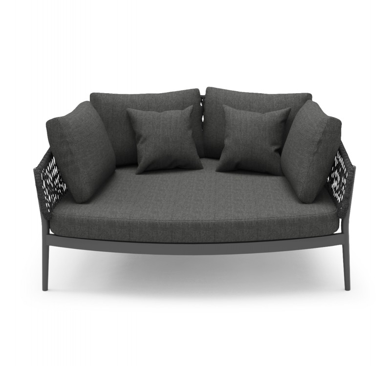 DAYBED 2ΘΕΣΙΟ ΣΕΙΡΑ CAMELLIA HM6217.01 ΣΚΟΥΡΟ ΓΚΡΙ ΑΛΟΥΜΙΝΙΟ-P.E.ΣΧΟΙΝΙ-OLEFIN 164x144x70Υεκ.