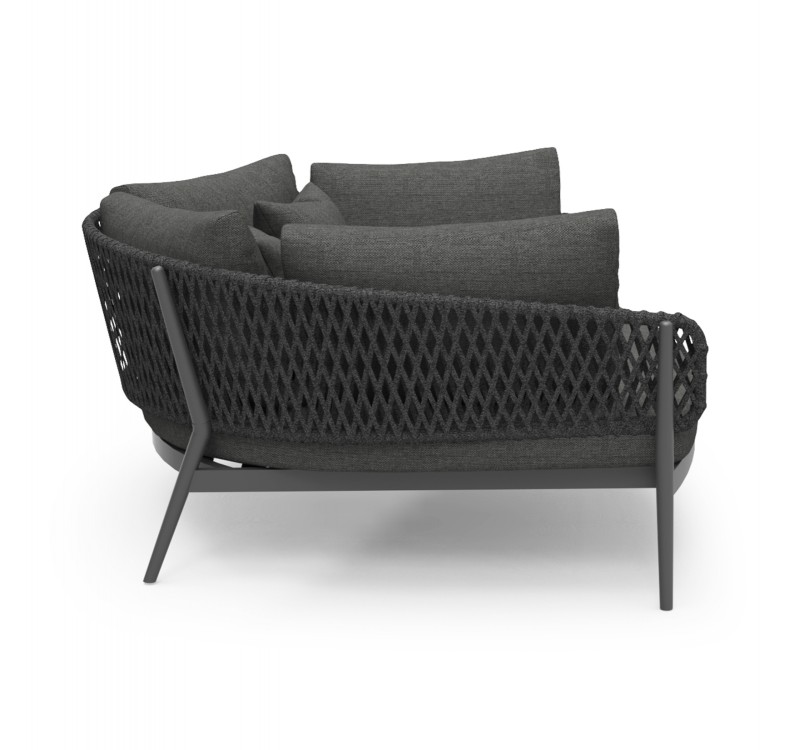DAYBED 2ΘΕΣΙΟ ΣΕΙΡΑ CAMELLIA HM6217.01 ΣΚΟΥΡΟ ΓΚΡΙ ΑΛΟΥΜΙΝΙΟ-P.E.ΣΧΟΙΝΙ-OLEFIN 164x144x70Υεκ.