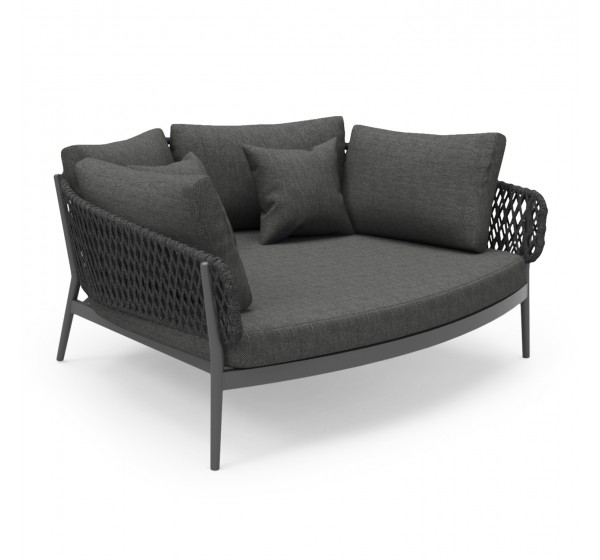 DAYBED 2ΘΕΣΙΟ ΣΕΙΡΑ CAMELLIA HM6217.01 ΣΚΟΥΡΟ ΓΚΡΙ ΑΛΟΥΜΙΝΙΟ-P.E.ΣΧΟΙΝΙ-OLEFIN 164x144x70Υεκ.