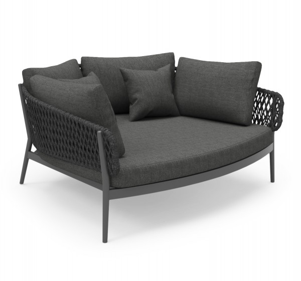 DAYBED 2ΘΕΣΙΟ ΣΕΙΡΑ CAMELLIA HM6217.01 ΣΚΟΥΡΟ ΓΚΡΙ ΑΛΟΥΜΙΝΙΟ-P.E.ΣΧΟΙΝΙ-OLEFIN 164x144x70Υεκ.