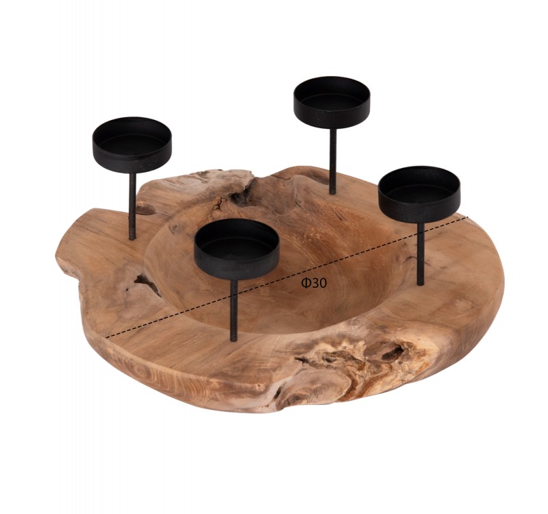 ΕΠΙΤΡΑΠΕΖΙΟ ΚΗΡΟΠΗΓΙΟ/BOWL FRAN HM4390 ΞΥΛΟ ΤΕΑΚ-ΜΕΤΑΛΛΟ 30x30x7-15Υεκ.