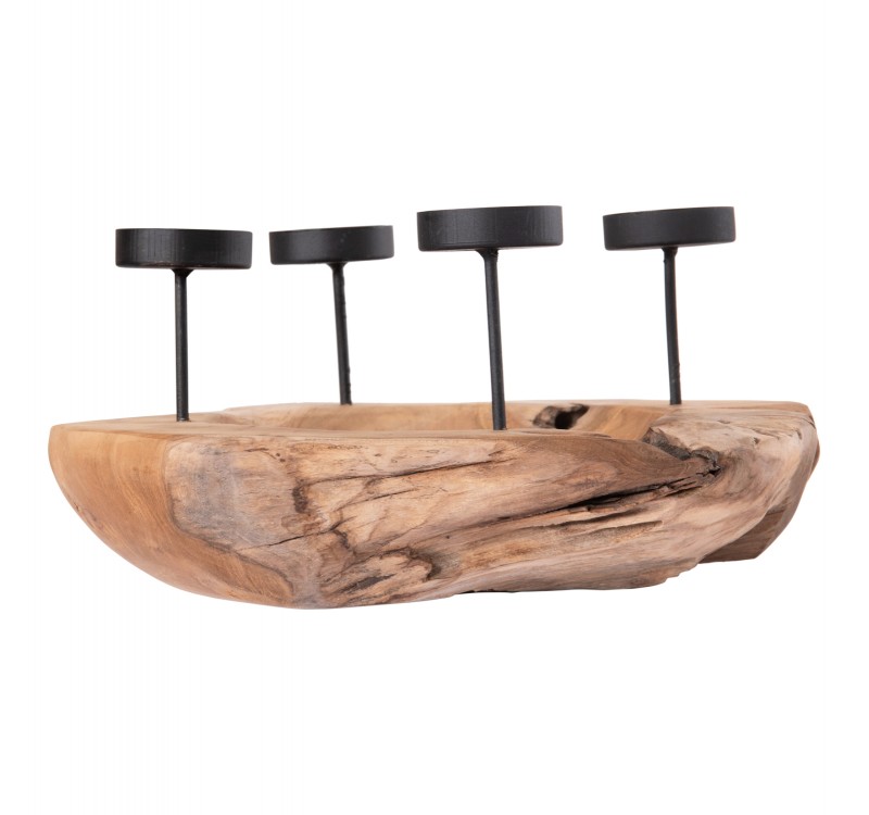 ΕΠΙΤΡΑΠΕΖΙΟ ΚΗΡΟΠΗΓΙΟ/BOWL FRAN HM4390 ΞΥΛΟ ΤΕΑΚ-ΜΕΤΑΛΛΟ 30x30x7-15Υεκ.