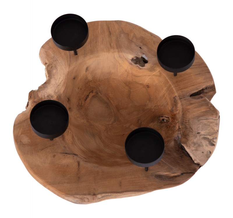 ΕΠΙΤΡΑΠΕΖΙΟ ΚΗΡΟΠΗΓΙΟ/BOWL FRAN HM4390 ΞΥΛΟ ΤΕΑΚ-ΜΕΤΑΛΛΟ 30x30x7-15Υεκ.