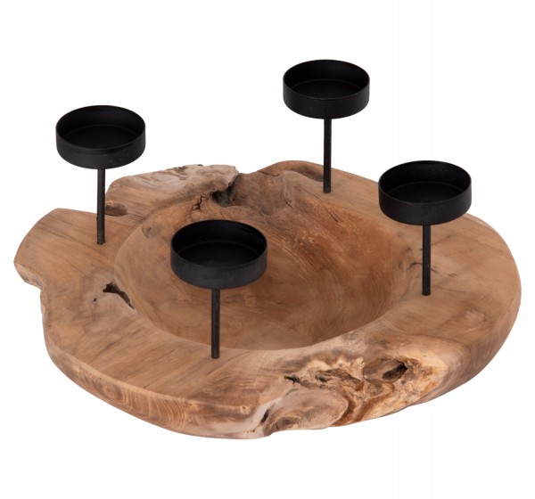 ΕΠΙΤΡΑΠΕΖΙΟ ΚΗΡΟΠΗΓΙΟ/BOWL FRAN HM4390 ΞΥΛΟ ΤΕΑΚ-ΜΕΤΑΛΛΟ 30x30x7-15Υεκ.