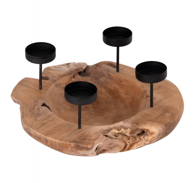ΕΠΙΤΡΑΠΕΖΙΟ ΚΗΡΟΠΗΓΙΟ/BOWL FRAN HM4390 ΞΥΛΟ ΤΕΑΚ-ΜΕΤΑΛΛΟ 30x30x7-15Υεκ.