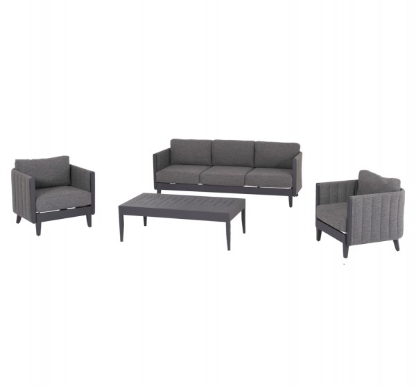 ΣΕΤ ΣΑΛΟΝΙ ΕΞΩΤΕΡΙΚΟΥ ΧΩΡΟΥ 4ΤΜΧ LARRY HM6188.01 ΑΛΟΥΜΙΝΙΟ ΣΚΟΥΡΟ ΓΚΡΙ- P.E.ΥΦΑΣΜΑ