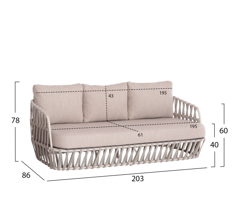 ΣΕΤ ΣΑΛΟΝΙ ΕΞ.ΧΩΡΟΥ 4ΤΜΧ SABO HM6208.02 ΜΠΕΖ OLEFIN & P.E.ΣΧΟΙΝΙ-ΚΡΕΜ ΑΛΟΥΜ.-ΞΥΛΟ TEAK