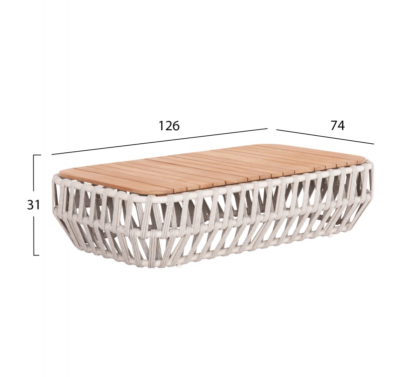 ΣΕΤ ΣΑΛΟΝΙ ΕΞ.ΧΩΡΟΥ 4ΤΜΧ SABO HM6208.02 ΜΠΕΖ OLEFIN & P.E.ΣΧΟΙΝΙ-ΚΡΕΜ ΑΛΟΥΜ.-ΞΥΛΟ TEAK