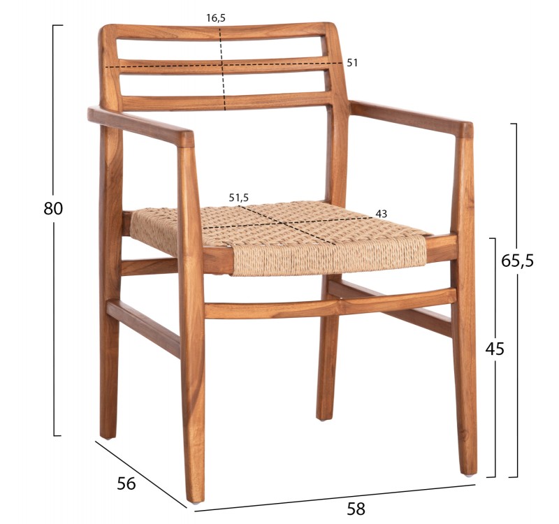 ΠΟΛΥΘΡΟΝΑ ΤΡΑΠΕΖΑΡΙΑΣ HERRIN HM18230 ΞΥΛΟ TEAK-ΣΧΟΙΝΙ VIRO 58x56x80Υεκ.