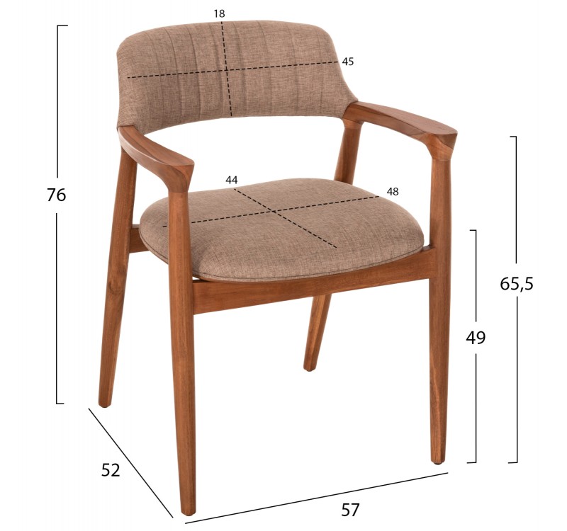 ΠΟΛΥΘΡΟΝΑ JAMES HM18259 TEAK WOOD ΜΕ ΣΑΜΠΑΝΙ ΥΦΑΣΜΑ 57x52x76Υεκ.