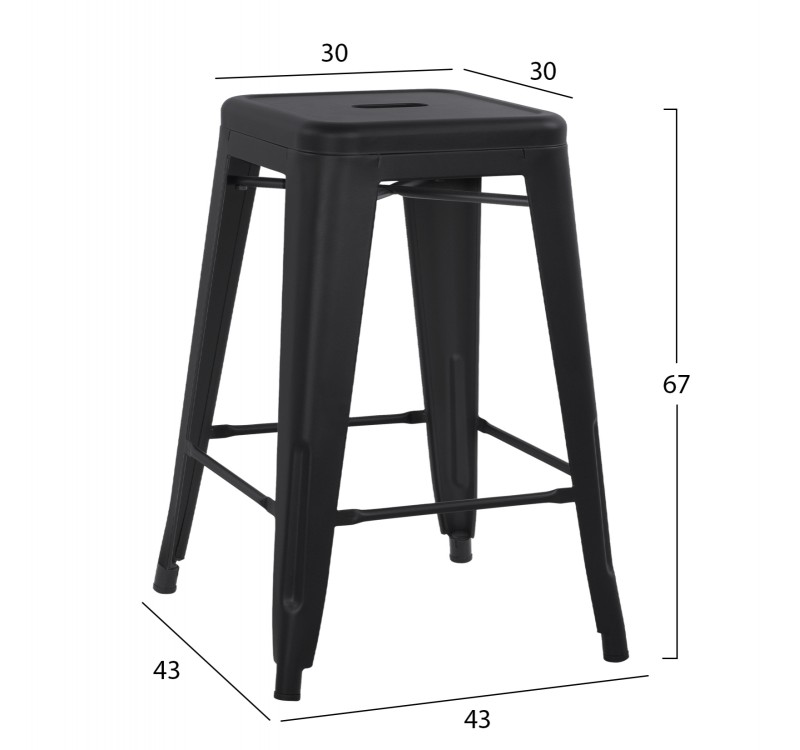 ΣΚΑΜΠΟ ΜΕΣΑΙΟΥ ΥΨΟΥΣ ΜΕΤΑΛΛΙΚΟ MELITA-PRO HM8573.42 ΜΑΥΡΟ ΜΑΤ 43x43x67Υεκ.