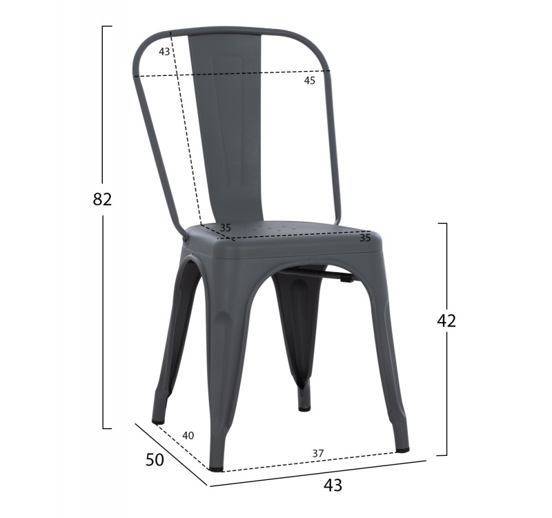 ΚΑΡΕΚΛΑ ΜΕΤΑΛΛΙΚΗ MELITA-PRO HM8641.50 ΓΚΡΙ 44x47x84.5Υεκ.