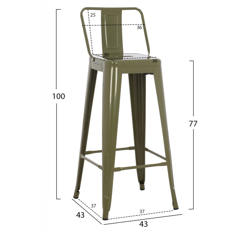ΣΚΑΜΠΟ BAR ME ΠΛΑΤΗ ΜΕΤΑΛΛΙΚΟ MELITA-PRO HM8643.43 DARK OLIVE GREEN 42x42x100Υεκ.