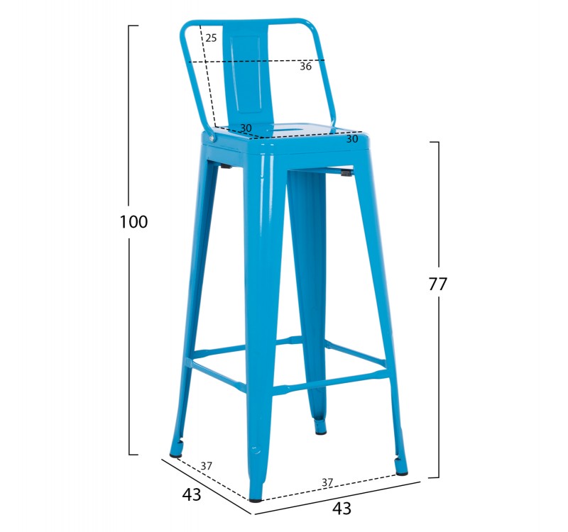 ΣΚΑΜΠΟ BAR-PRO ME ΠΛΑΤΗ ΜΕΤΑΛΛΙΚΟ MELITA HM8643.48 ΜΠΛΕ 42x42x100Υεκ.