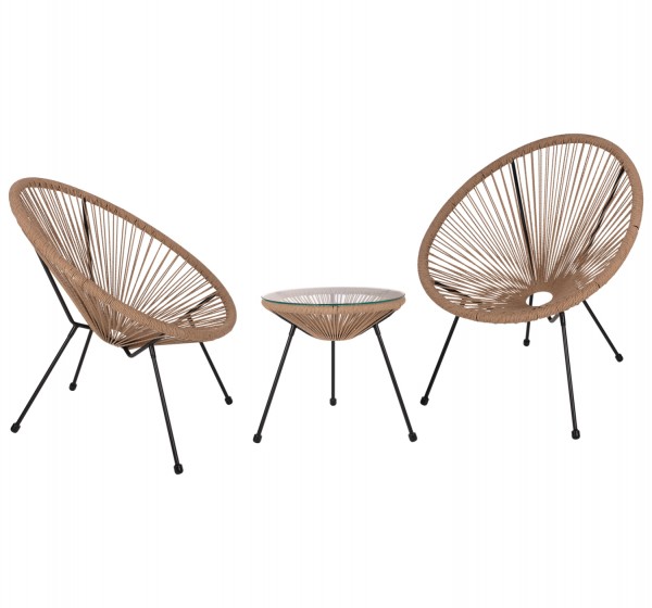 ΣΕΤ ΕΞΩΤΕΡΙΚΟΥ ΧΩΡΟΥ 3ΤΜΧ ACAPULCO HM21100 TWISTED WICKER-ΜΕΤΑΛΛΟ