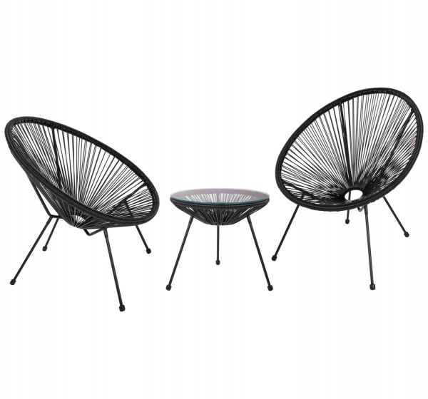 ΣΕΤ ΕΞΩΤΕΡΙΚΟΥ ΧΩΡΟΥ 3ΤΜΧ ACAPULCO HM21101 P.E.RATTAN-ΜΕΤΑΛΛΟ ΣΕ ΜΑΥΡΟ