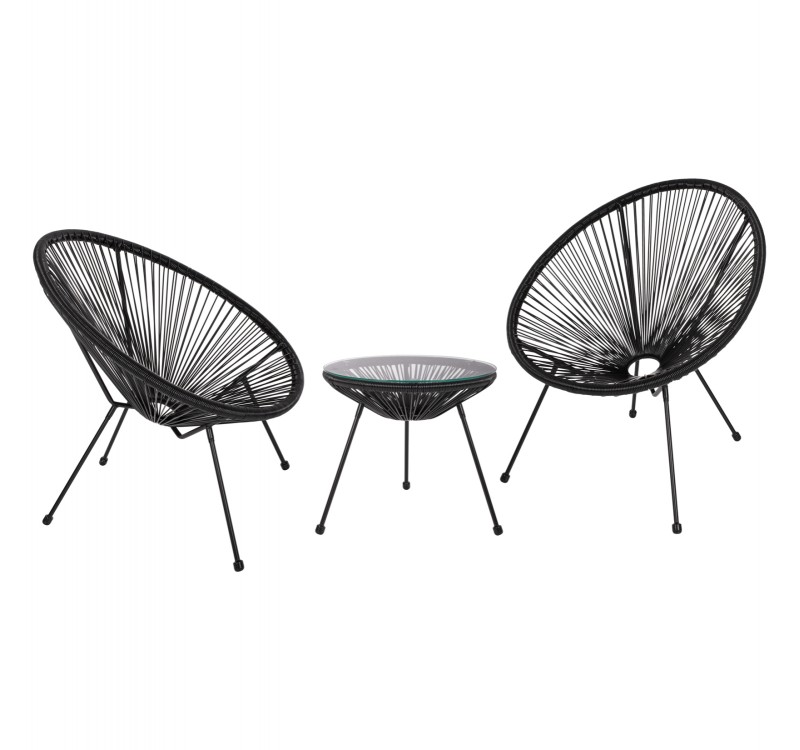 ΣΕΤ ΕΞΩΤΕΡΙΚΟΥ ΧΩΡΟΥ 3ΤΜΧ ACAPULCO HM21101 P.E.RATTAN-ΜΕΤΑΛΛΟ ΣΕ ΜΑΥΡΟ