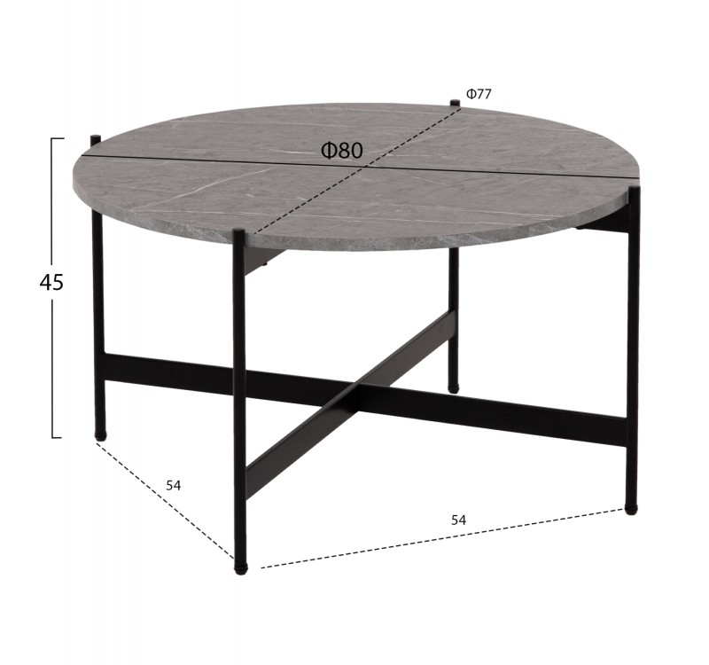 ΣΕΤ 2ΤΜΧ ΤΡΑΠΕΖΙΑ ΣΑΛΟΝΙΟΥ RONDA HM21089.01 MDF ΓΚΡΙ ΜΑΡΜΑΡΟ Φ80εκ & Φ50εκ