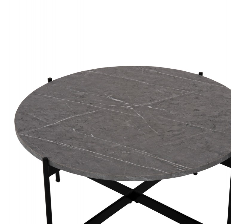 ΣΕΤ 2ΤΜΧ ΤΡΑΠΕΖΙΑ ΣΑΛΟΝΙΟΥ RONDA HM21089.01 MDF ΓΚΡΙ ΜΑΡΜΑΡΟ Φ80εκ & Φ50εκ