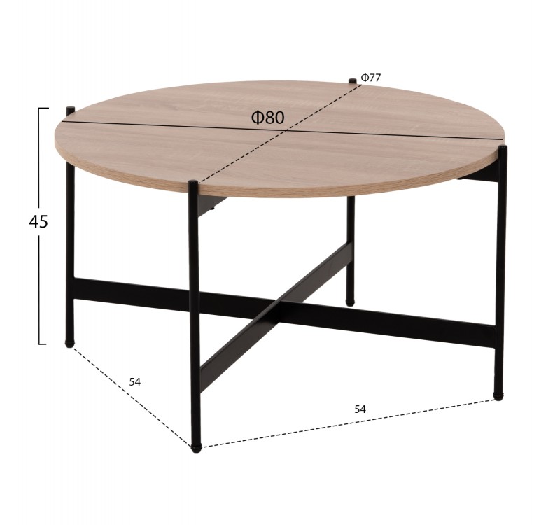ΣΕΤ 2ΤΜΧ ΤΡΑΠΕΖΙΑ ΣΑΛΟΝΙΟΥ RONDA HM21089.02 MDF ΣΟΝΑΜΑ Φ80εκ & Φ50εκ