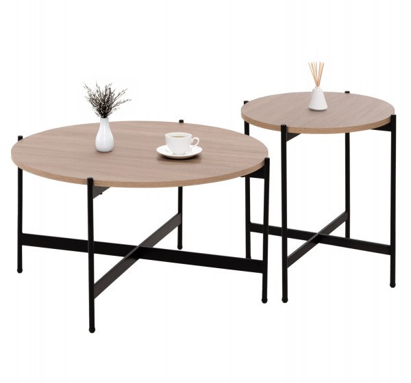 ΣΕΤ 2ΤΜΧ ΤΡΑΠΕΖΙΑ ΣΑΛΟΝΙΟΥ RONDA HM21089.02 MDF ΣΟΝΑΜΑ Φ80εκ & Φ50εκ