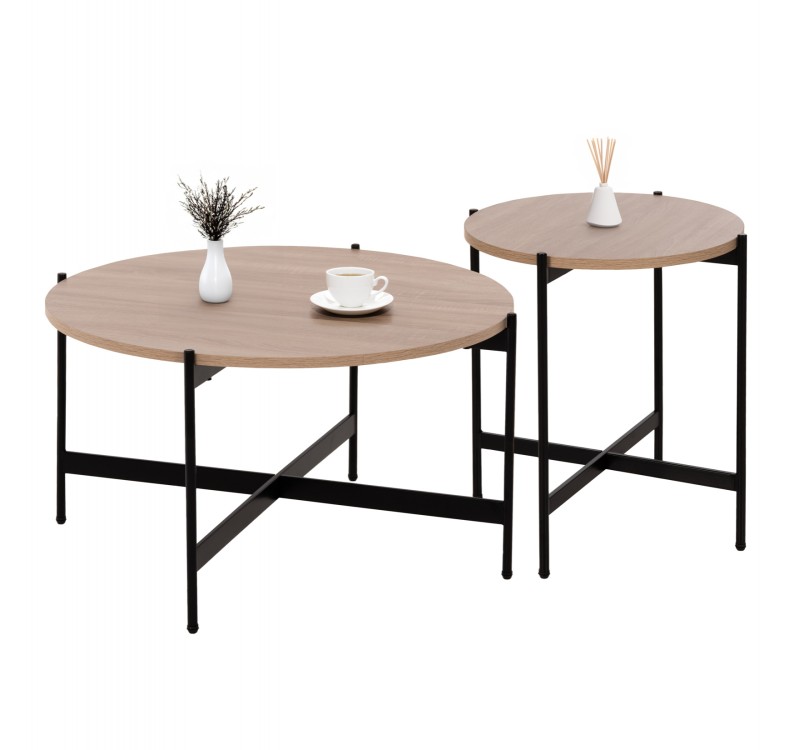 ΣΕΤ 2ΤΜΧ ΤΡΑΠΕΖΙΑ ΣΑΛΟΝΙΟΥ RONDA HM21089.02 MDF ΣΟΝΑΜΑ Φ80εκ & Φ50εκ
