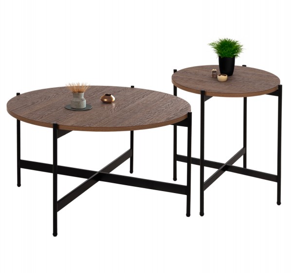 ΣΕΤ 2ΤΜΧ ΤΡΑΠΕΖΙΑ ΣΑΛΟΝΙΟΥ RONDA HM21089.03 MDF ΣΕ ΚΑΡΥΔΙ ΧΡΩΜΑ Φ80εκ & Φ50εκ
