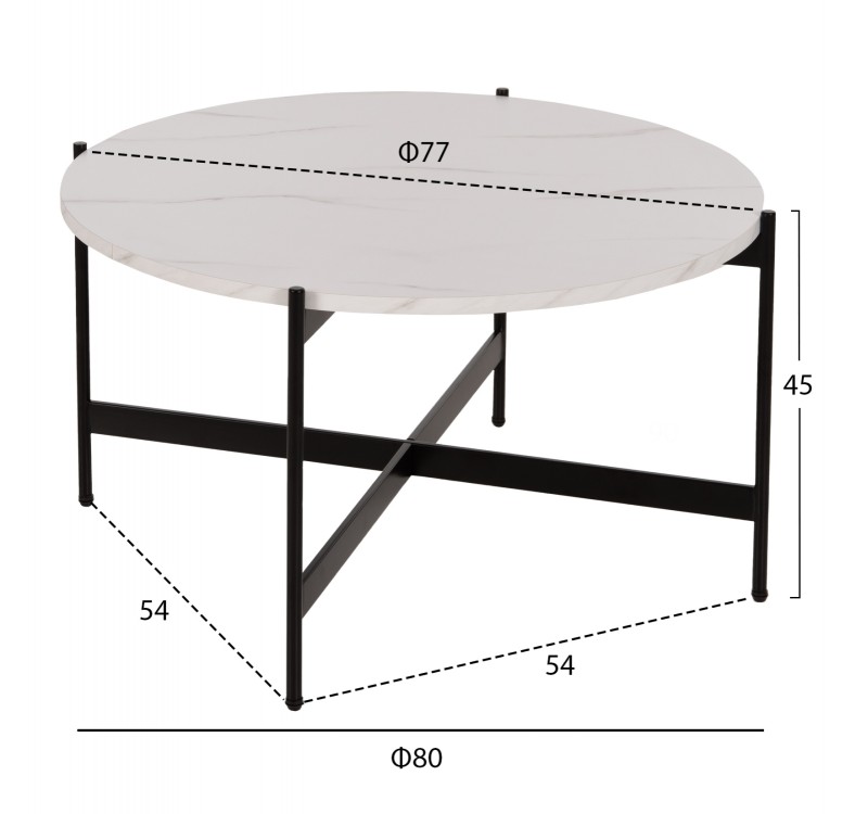 ΣΕΤ 2ΤΜΧ ΤΡΑΠΕΖΙΑ ΣΑΛΟΝΙΟΥ RONDA HM21089.04 MDF ΛΕΥΚΟ ΜΑΡΜΑΡΟ Φ80εκ & Φ50εκ