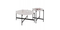 ΣΕΤ 2ΤΜΧ ΤΡΑΠΕΖΙΑ ΣΑΛΟΝΙΟΥ RONDA HM21089.04 MDF ΛΕΥΚΟ ΜΑΡΜΑΡΟ Φ80εκ & Φ50εκ