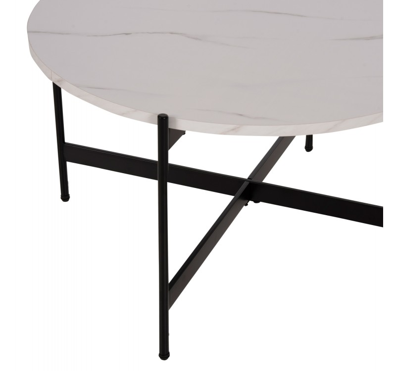 ΣΕΤ 2ΤΜΧ ΤΡΑΠΕΖΙΑ ΣΑΛΟΝΙΟΥ RONDA HM21089.04 MDF ΛΕΥΚΟ ΜΑΡΜΑΡΟ Φ80εκ & Φ50εκ