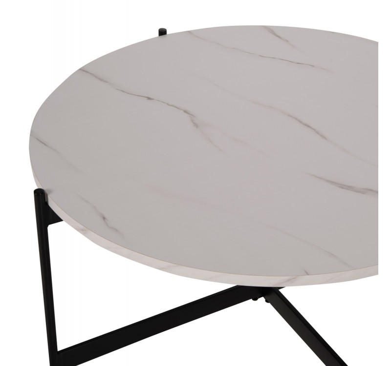 ΣΕΤ 2ΤΜΧ ΤΡΑΠΕΖΙΑ ΣΑΛΟΝΙΟΥ RONDA HM21089.04 MDF ΛΕΥΚΟ ΜΑΡΜΑΡΟ Φ80εκ & Φ50εκ