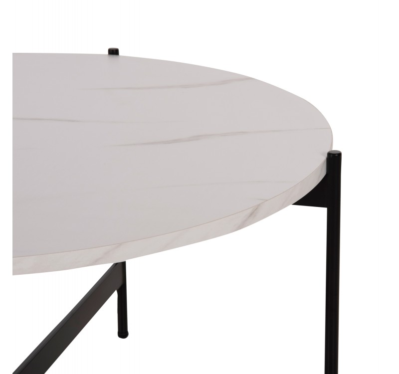 ΣΕΤ 2ΤΜΧ ΤΡΑΠΕΖΙΑ ΣΑΛΟΝΙΟΥ RONDA HM21089.04 MDF ΛΕΥΚΟ ΜΑΡΜΑΡΟ Φ80εκ & Φ50εκ