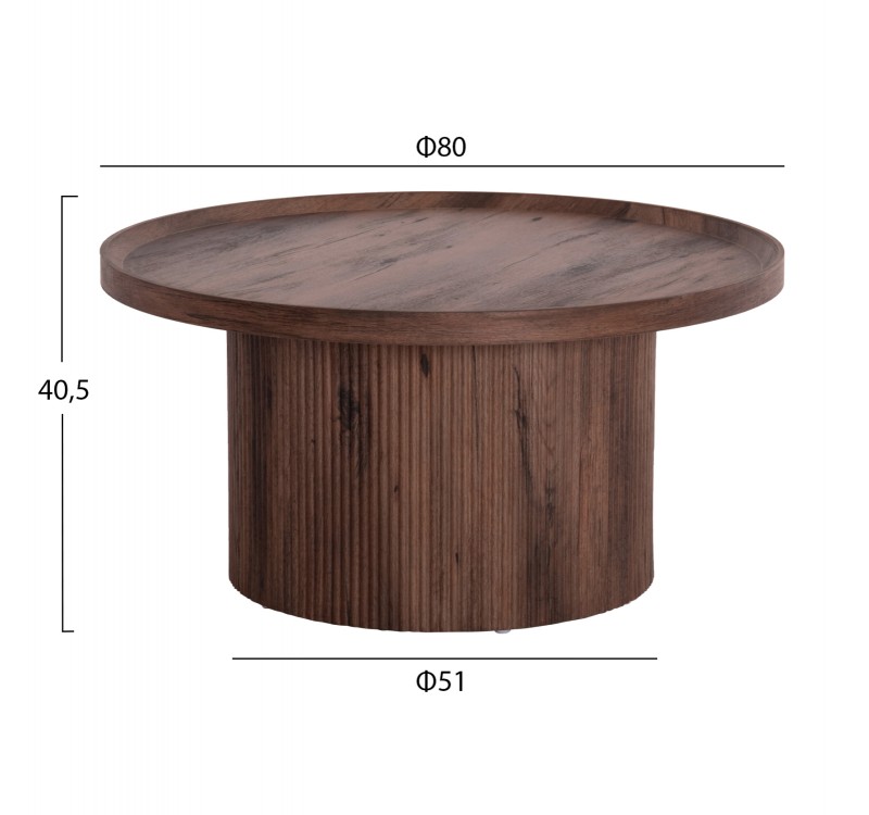 ΣΕΤ 2ΤΜΧ ΤΡΑΠΕΖΙΑ ΣΑΛΟΝΙΟΥ MARGON HM21084 MDF ΣΚΟΥΡΟ ΚΑΦΕ Φ80εκ & Φ45εκ