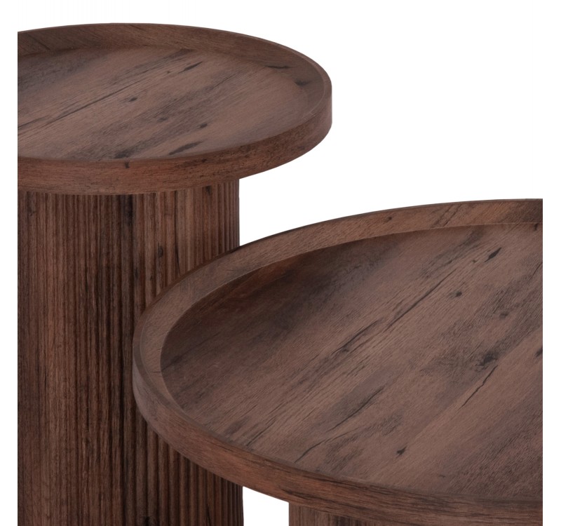 ΣΕΤ 2ΤΜΧ ΤΡΑΠΕΖΙΑ ΣΑΛΟΝΙΟΥ MARGON HM21084 MDF ΣΚΟΥΡΟ ΚΑΦΕ Φ80εκ & Φ45εκ