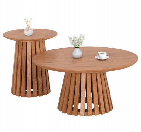 ΣΕΤ 2ΤΜΧ ΤΡΑΠΕΖΙΑ ΣΑΛΟΝΙΟΥ TALBERT HM21083 MDF ΦΥΣΙΚΟ ΞΥΛΟΥ Φ80εκ & Φ45εκ