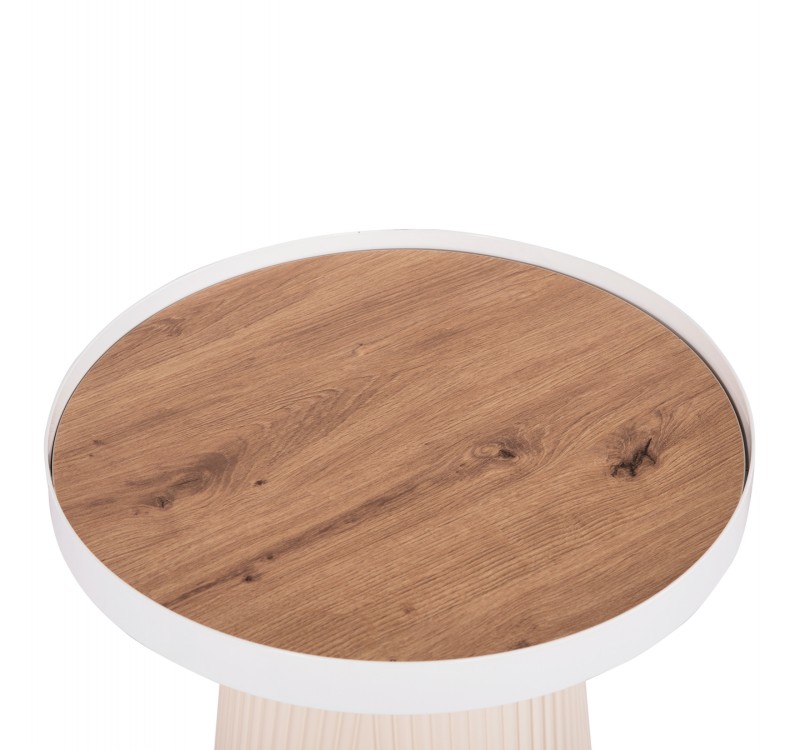ΣΕΤ 2ΤΜΧ ΤΡΑΠΕΖΙΑ ΣΑΛΟΝΙΟΥ DUNCAN HM21082 MDF ΚΡΕΜ ΚΑΙ ΚΕΡΑΜΙΚΟ TOP Φ80εκ & Φ45εκ