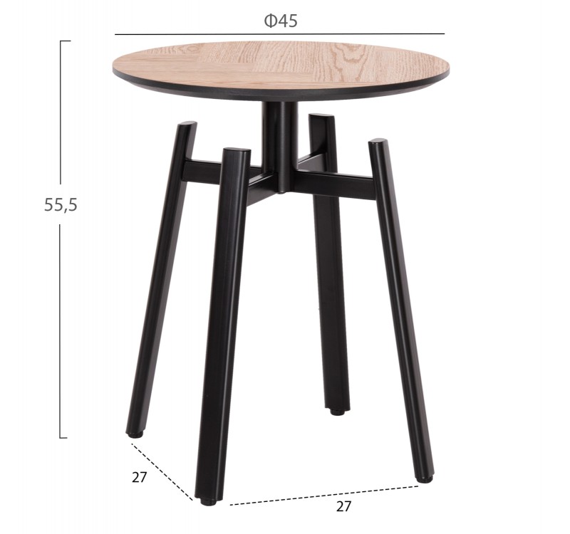 ΣΕΤ 2ΤΜΧ ΤΡΑΠΕΖΙΑ ΣΑΛΟΝΙΟΥ NORTON HM21088 MDF-ΜΕΤΑΛΛΟ Φ80εκ & Φ45εκ