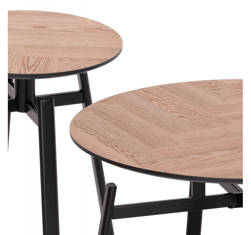 ΣΕΤ 2ΤΜΧ ΤΡΑΠΕΖΙΑ ΣΑΛΟΝΙΟΥ NORTON HM21088 MDF-ΜΕΤΑΛΛΟ Φ80εκ & Φ45εκ