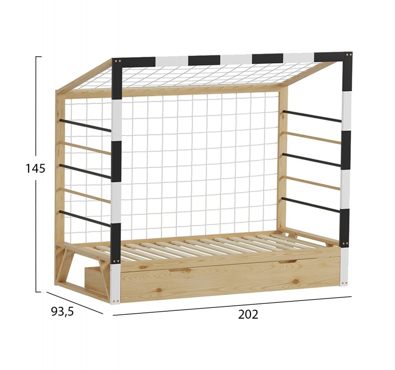 ΚΡΕΒΑΤΙ ΠΑΙΔΙΚΟ τ.MONTESSORI ΜΕ ΣΥΡΤΑΡΙ GOALIE HM700 ΞΥΛΟ ΠΕΥΚΟΥ ΦΥΣΙΚΟ-ΛΕΥΚΟ-ΜΑΥΡΟ- 190x90εκ