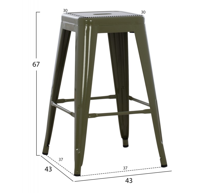 ΣΚΑΜΠΟ ΜΕΣΑΙΟΥ ΥΨΟΥΣ ΜΕΤΑΛΛΙΚΟ MELITA-PRO HM8573.43 DARK OLIVE GREEN 43x43x67Υεκ.