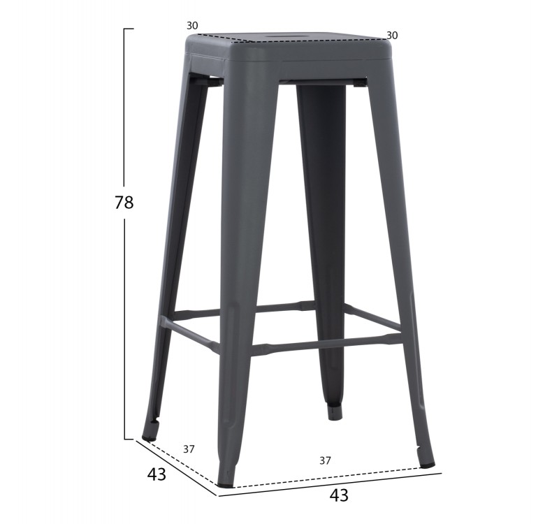 ΣΚΑΜΠΟ ΜΠΑΡ ΜΕΤΑΛΛΙΚΟ MELITA-PRO HM8642.50 ΣΕ ΓΚΡΙ 43x43x78Υεκ.