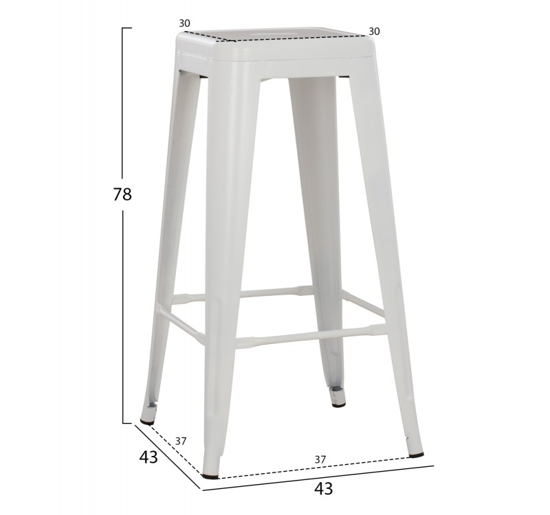 ΣΚΑΜΠΟ ΜΠΑΡ ΜΕΤΑΛΛΙΚΟ MELITA-PRO HM8642.41 ΣΕ ΛΕΥΚΟ ΜΑΤ 43x43x78Υεκ.