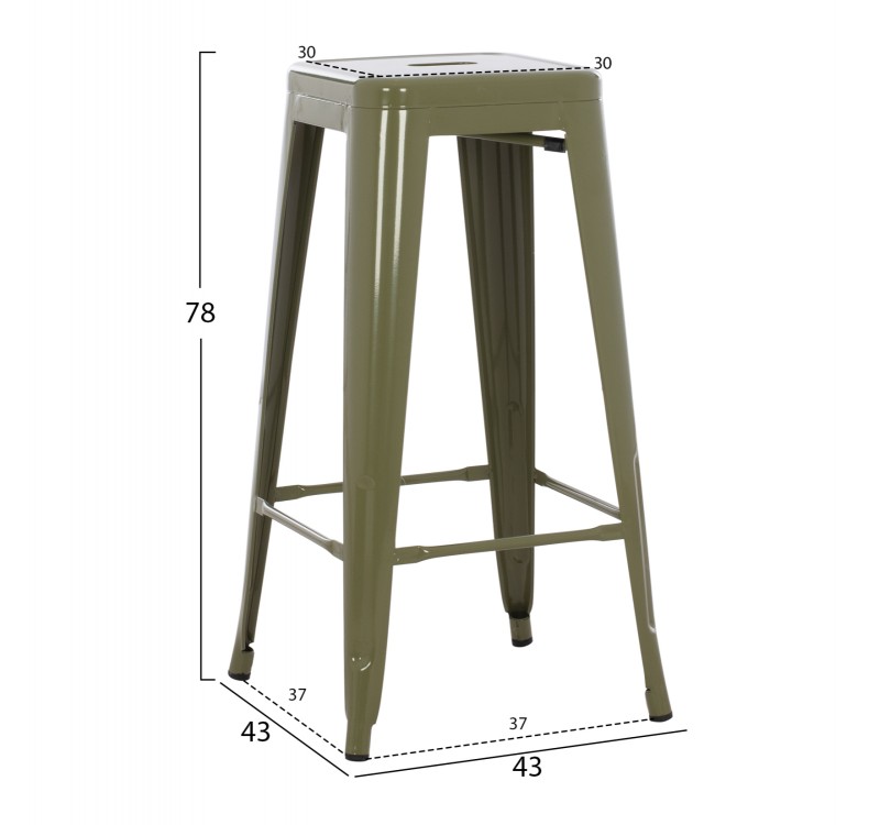 ΣΚΑΜΠΟ ΜΠΑΡ ΜΕΤΑΛΛΙΚΟ MELITA-PRO HM8642.43 ΣΕ DARK OLIVE 43x43x78Υεκ.