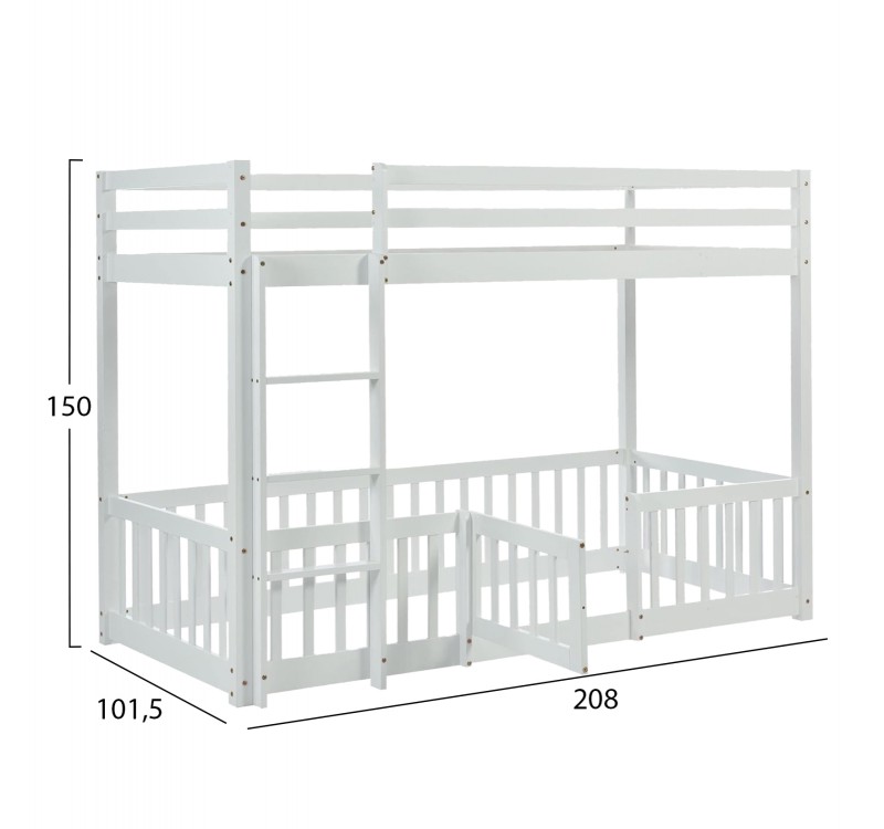 ΠΑΙΔΙΚΗ ΚΟΥΚΕΤΑ τ.MONTESSORI ΜΕ ΠΑΡΚΑΚΙ PLAYKID HM703.03 ΞΥΛΟ ΠΕΥΚΟΥ ΛΕΥΚΟ ΓΙΑ 190x90εκ