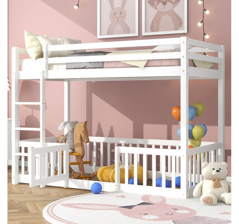 ΠΑΙΔΙΚΗ ΚΟΥΚΕΤΑ τ.MONTESSORI ΜΕ ΠΑΡΚΑΚΙ PLAYKID HM703.03 ΞΥΛΟ ΠΕΥΚΟΥ ΛΕΥΚΟ ΓΙΑ 190x90εκ