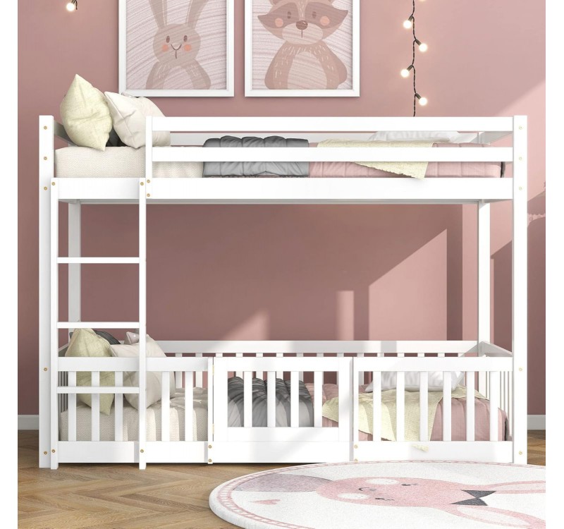 ΠΑΙΔΙΚΗ ΚΟΥΚΕΤΑ τ.MONTESSORI ΜΕ ΠΑΡΚΑΚΙ PLAYKID HM703.03 ΞΥΛΟ ΠΕΥΚΟΥ ΛΕΥΚΟ ΓΙΑ 190x90εκ